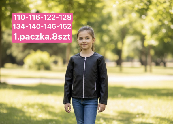 Bluzy dziewczęce Roz 110-152, 1 kolor Paczka 8 szt